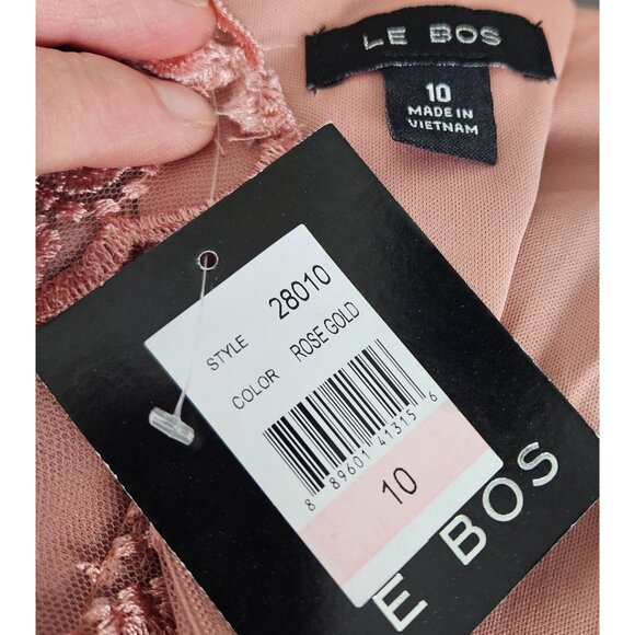 Le Bos Womens Formal Embroidered Lace Bodice Draped Skirt Maxi Dress Size 10 - Picture 11 of 16